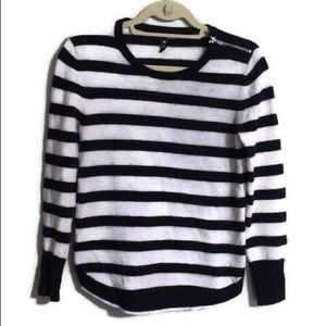 Striped Black and White Crew Neck Sweater